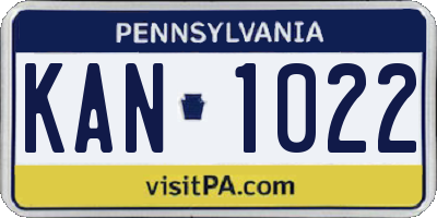 PA license plate KAN1022