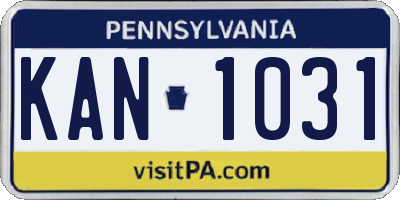 PA license plate KAN1031