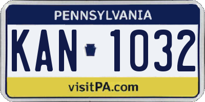 PA license plate KAN1032