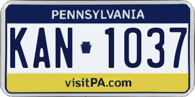 PA license plate KAN1037