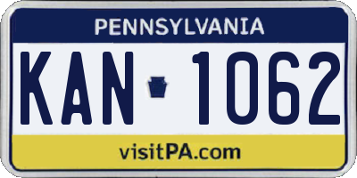 PA license plate KAN1062