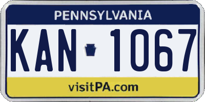 PA license plate KAN1067
