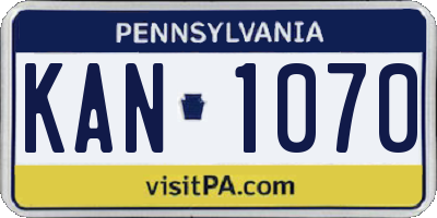 PA license plate KAN1070