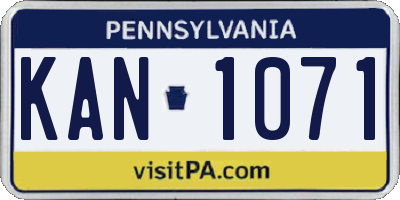 PA license plate KAN1071
