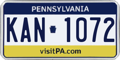 PA license plate KAN1072