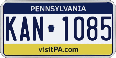 PA license plate KAN1085