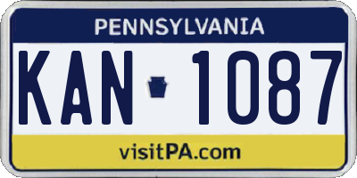 PA license plate KAN1087
