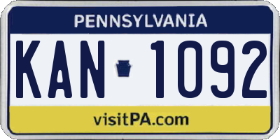 PA license plate KAN1092
