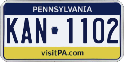PA license plate KAN1102