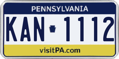 PA license plate KAN1112