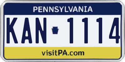 PA license plate KAN1114