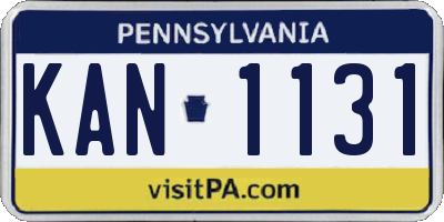 PA license plate KAN1131