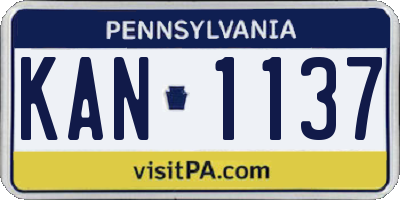 PA license plate KAN1137