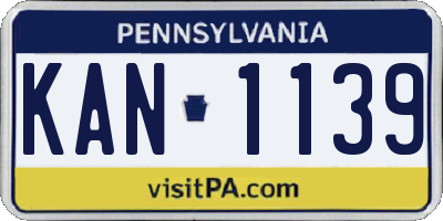 PA license plate KAN1139