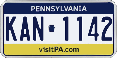 PA license plate KAN1142