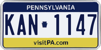 PA license plate KAN1147
