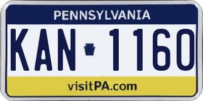 PA license plate KAN1160