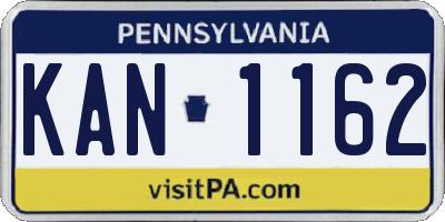 PA license plate KAN1162