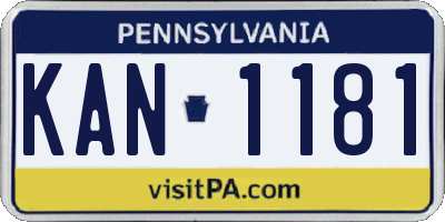PA license plate KAN1181