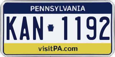 PA license plate KAN1192