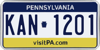 PA license plate KAN1201