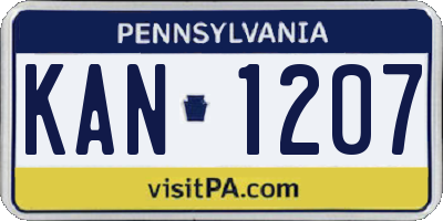 PA license plate KAN1207
