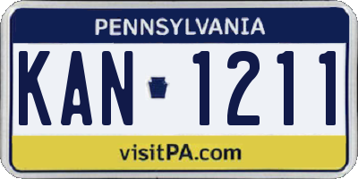 PA license plate KAN1211