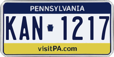 PA license plate KAN1217