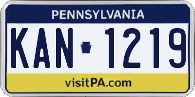 PA license plate KAN1219