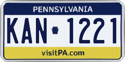 PA license plate KAN1221