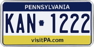 PA license plate KAN1222
