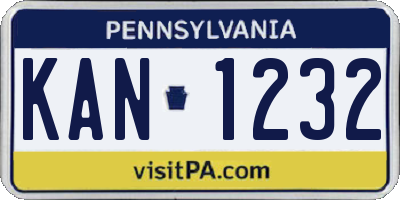 PA license plate KAN1232