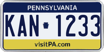 PA license plate KAN1233