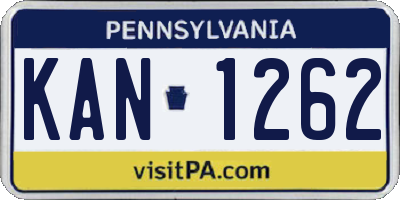 PA license plate KAN1262
