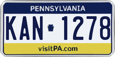 PA license plate KAN1278