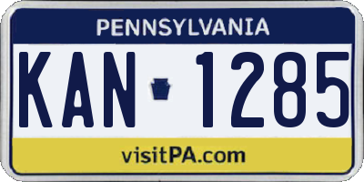 PA license plate KAN1285