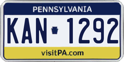 PA license plate KAN1292