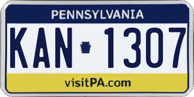 PA license plate KAN1307