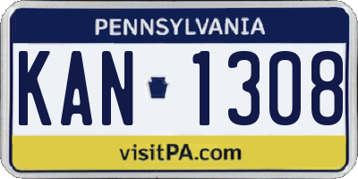 PA license plate KAN1308