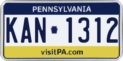 PA license plate KAN1312