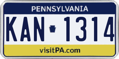 PA license plate KAN1314
