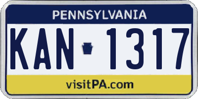 PA license plate KAN1317