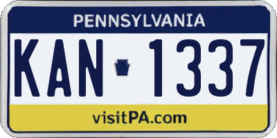 PA license plate KAN1337