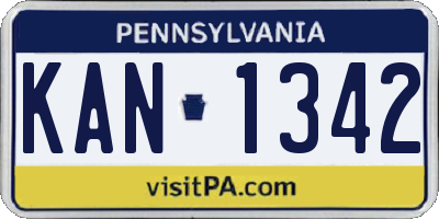 PA license plate KAN1342