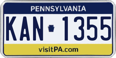 PA license plate KAN1355
