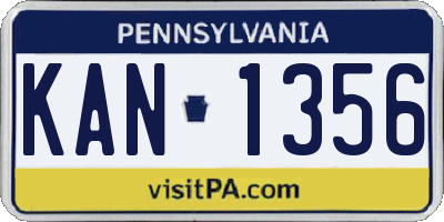 PA license plate KAN1356