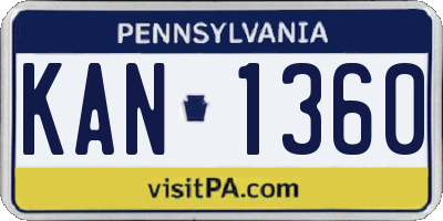 PA license plate KAN1360