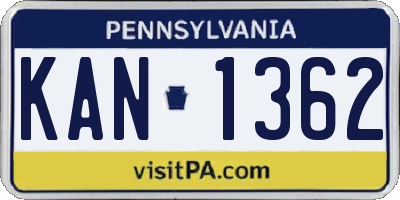 PA license plate KAN1362