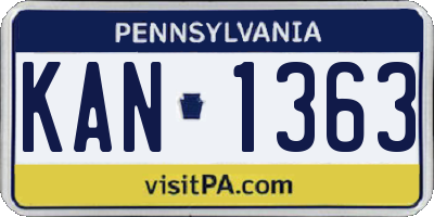 PA license plate KAN1363