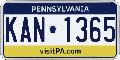 PA license plate KAN1365